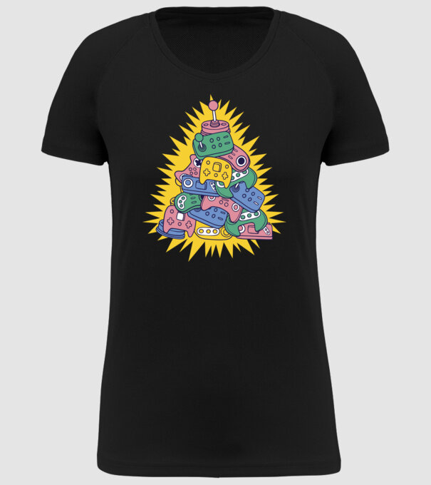 Joystick pom de Crăciun model negru pe tricou