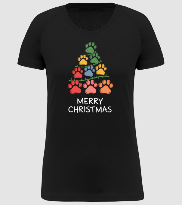 Merry Christmas Paws Negru model negru pe tricou
