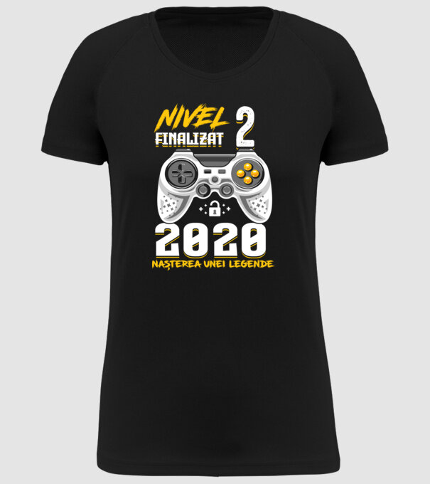 Nivel 2 finalizat. 2020 nașterea unei legende model negru pe tricou