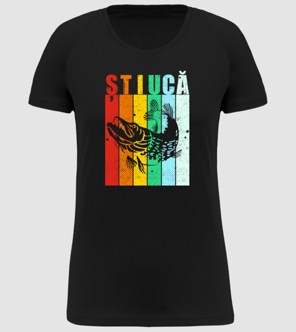 știucă model negru pe tricou