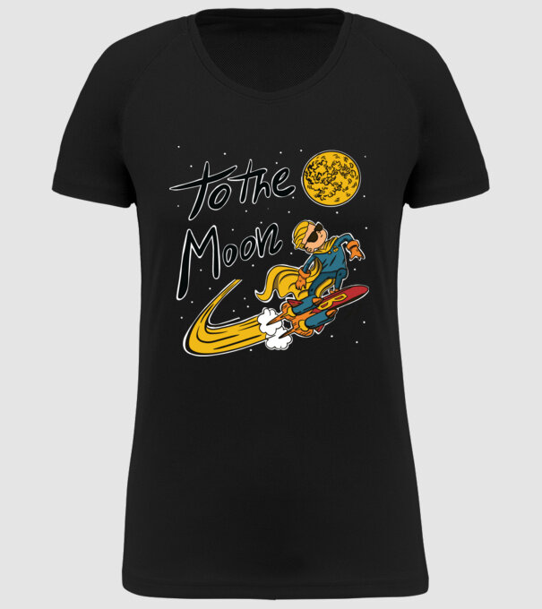 To the Moon Bitcoin model negru pe tricou