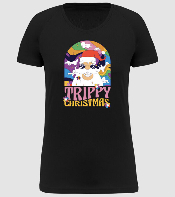 Trippy Christmas model negru pe tricou