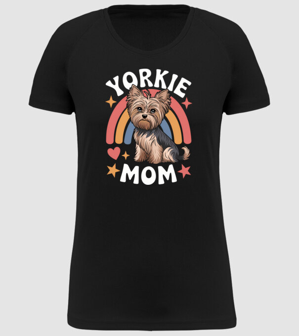Yorkie Mom Negru model negru pe tricou