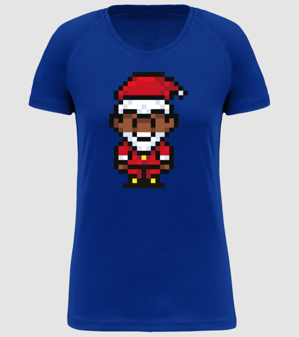 8bit pixel Moș Crăciun model albastru regal pe tricou