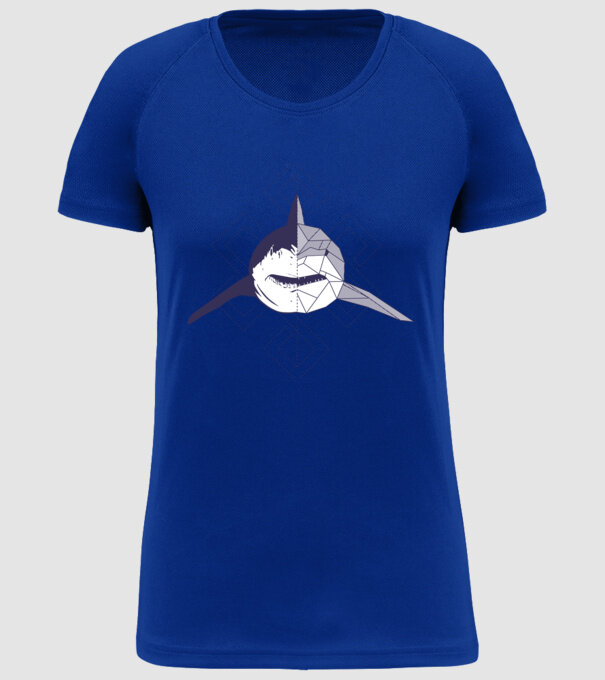 Rechin abstract model albastru regal pe tricou