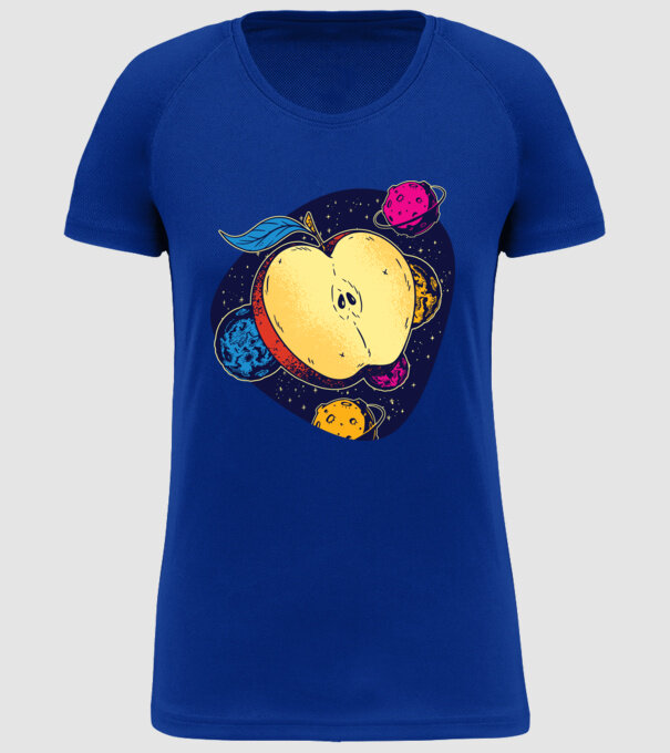Mere în spațiu model albastru regal pe tricou