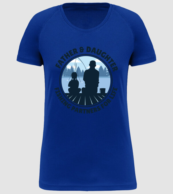 Tată Fiică Parteneri de pescuit pe viață model albastru regal pe tricou
