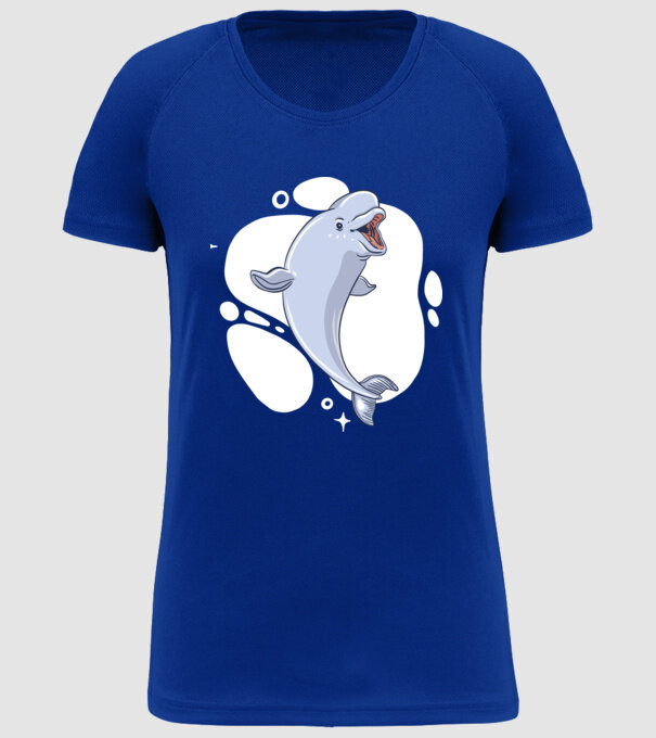 Balenă Beluga model albastru regal pe tricou