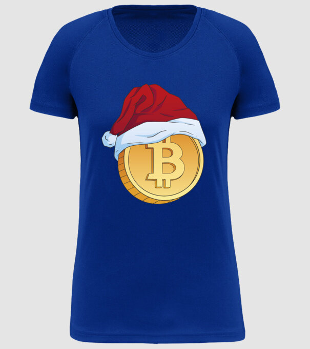 Crăciun Bitcoin model albastru regal pe tricou