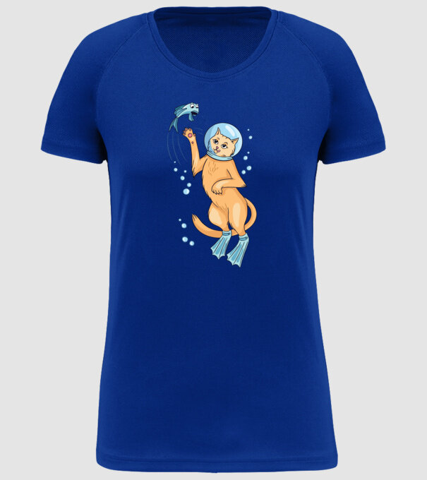 Pisică Scafandru model albastru regal pe tricou