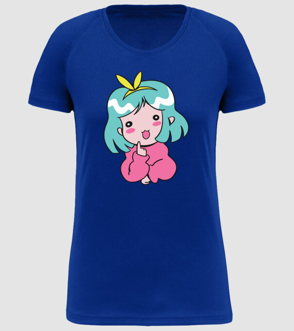 Fetiță drăguță Anime model albastru regal pe tricou