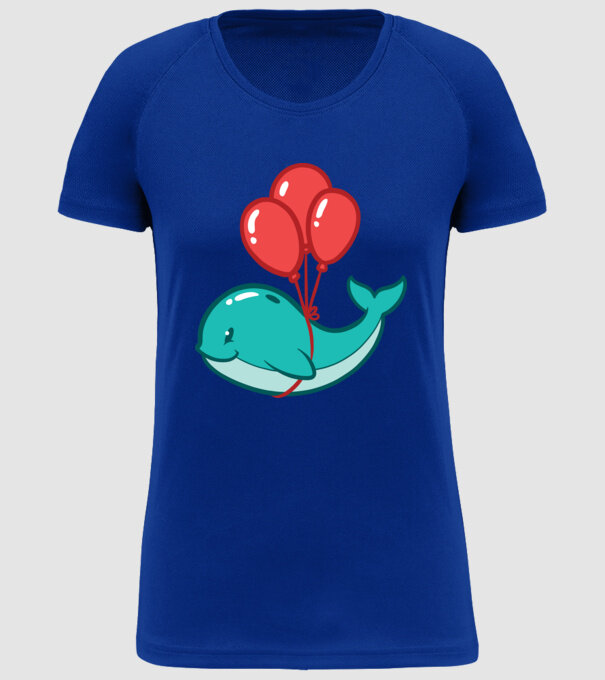 Balenă Drăguță cu Balon model albastru regal pe tricou