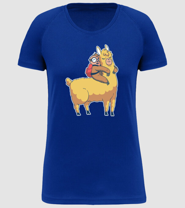 Leneș drăguț cu Lama școlar model albastru regal pe tricou