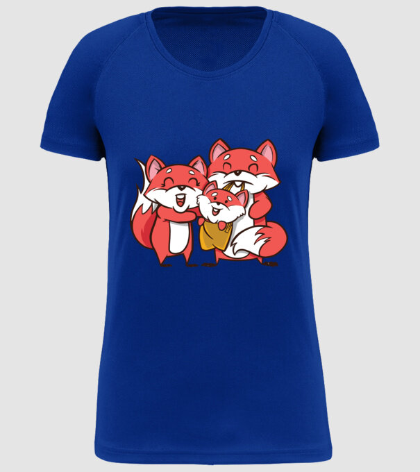 Familie Vulpe drăguță model albastru regal pe tricou