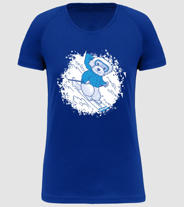 Câine drăguț schiind model albastru regal pe tricou