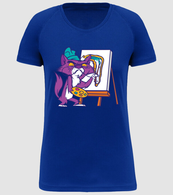 Pisică Dali model albastru regal pe tricou