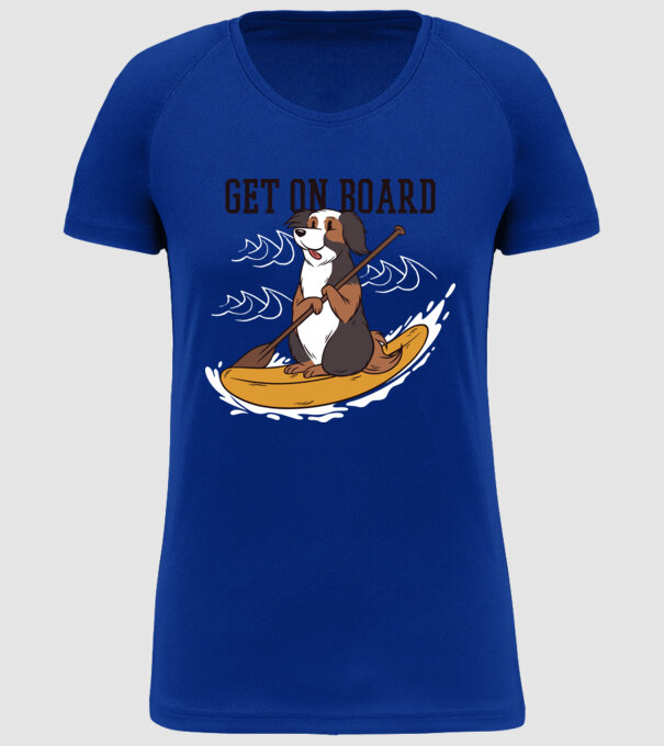 Câine vâslind model albastru regal pe tricou