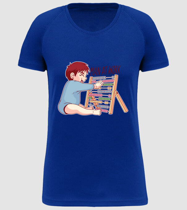 Bărbat la lucru tricou amuzant model albastru regal pe tricou