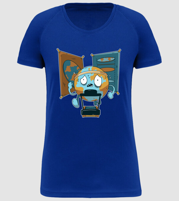 Pământ vs Pământ plat model albastru regal pe tricou
