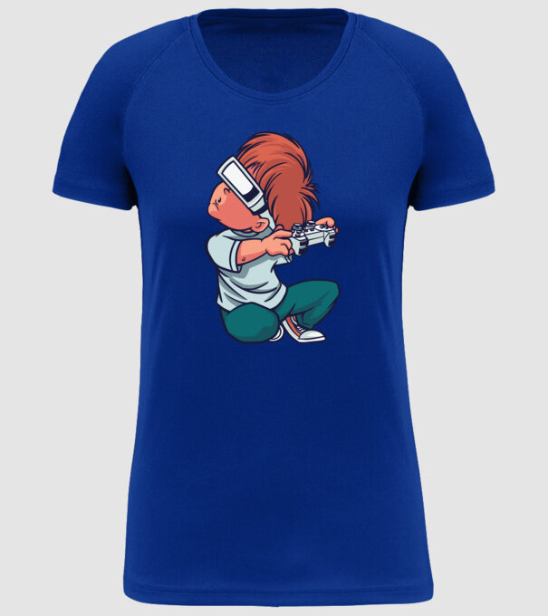 Băiat Gamer cu ochelari VR model albastru regal pe tricou