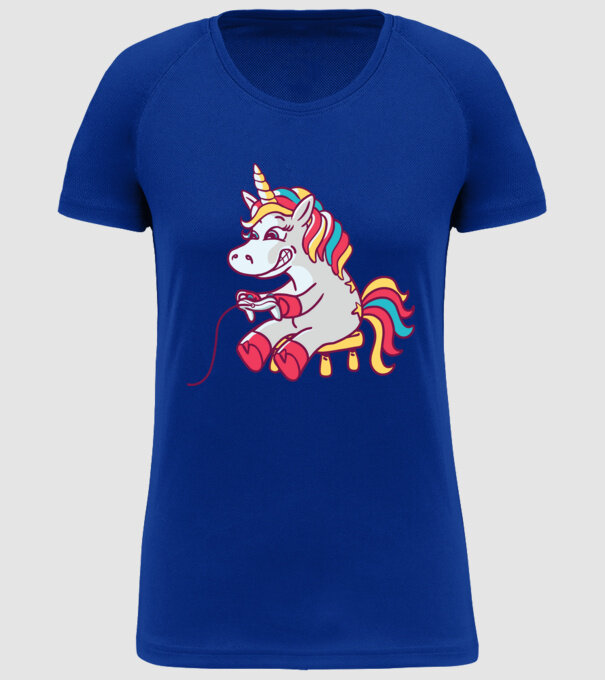 Gamer Unicorn model albastru regal pe tricou