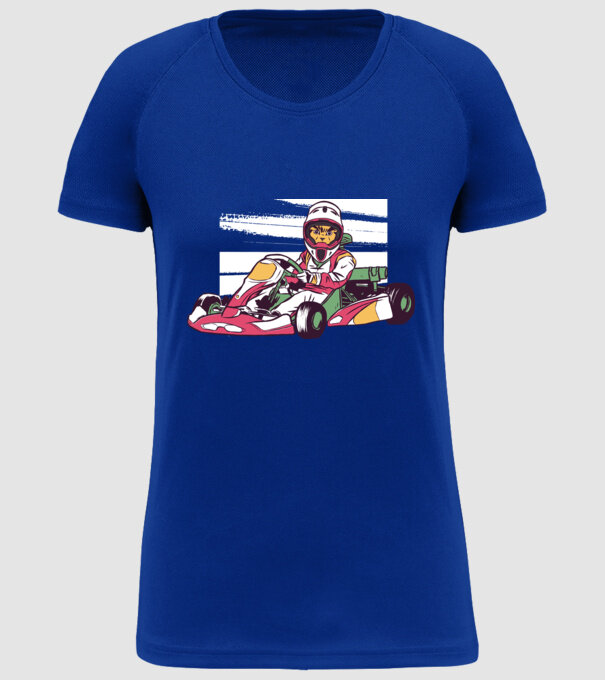 Pisică gokart model albastru regal pe tricou