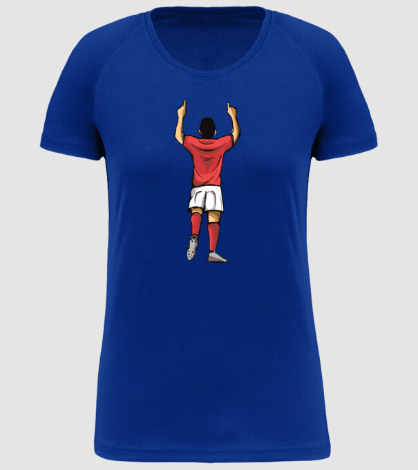 Fotbalist sărbătorind golul model albastru regal pe tricou