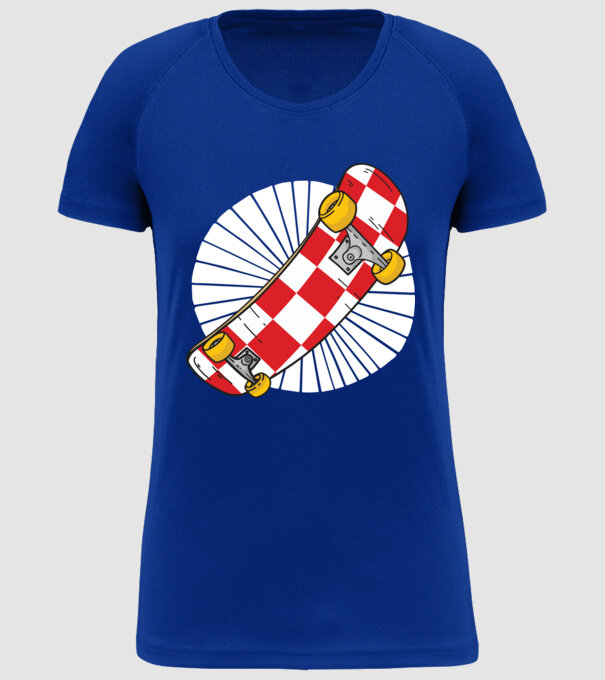 Skateboard model albastru regal pe tricou