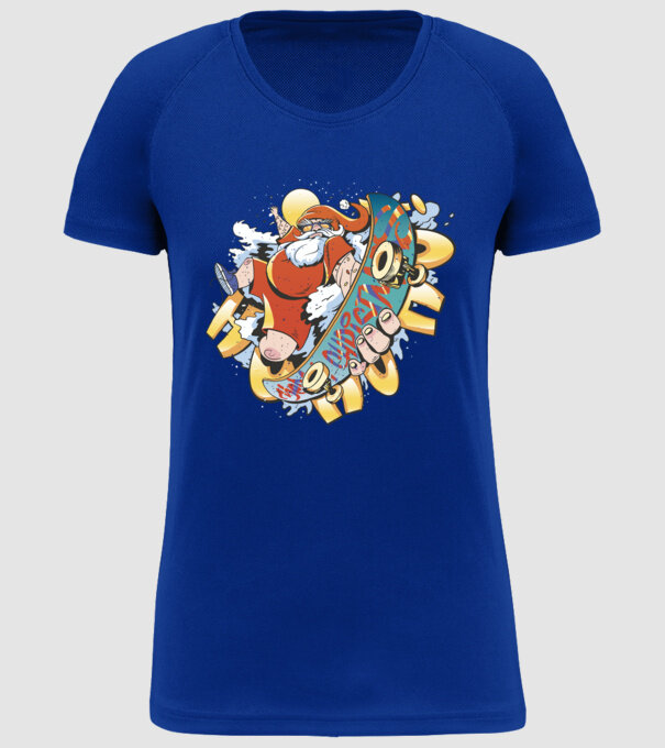 Moș Crăciun Skateboarder model albastru regal pe tricou