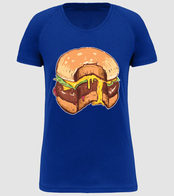 Hamburger model albastru regal pe tricou