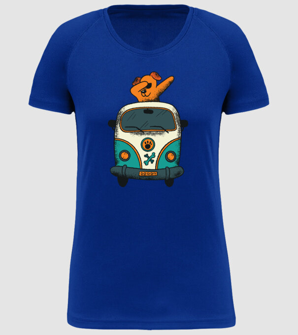 Microbuz Hippi Câine DAB model albastru regal pe tricou