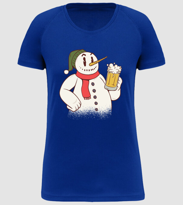 Om de zăpadă cu bere model albastru regal pe tricou