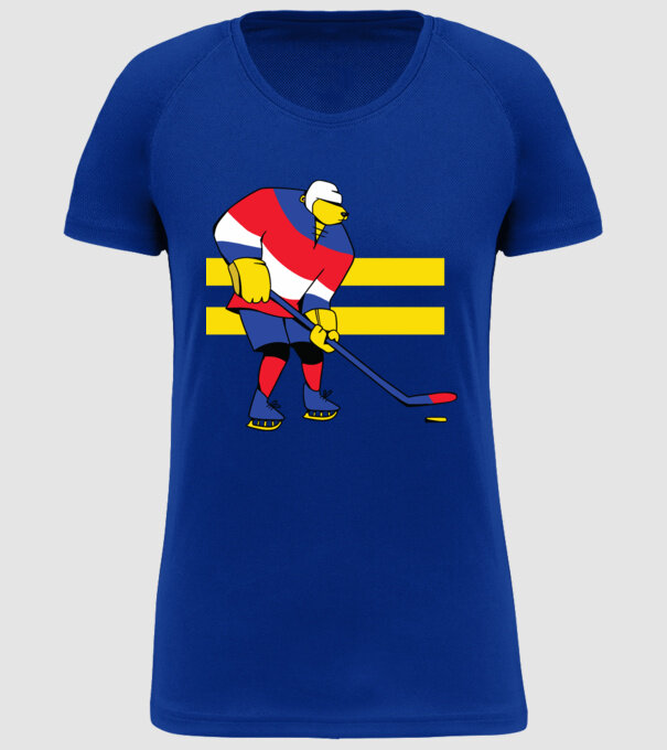 Urs hocheist model albastru regal pe tricou
