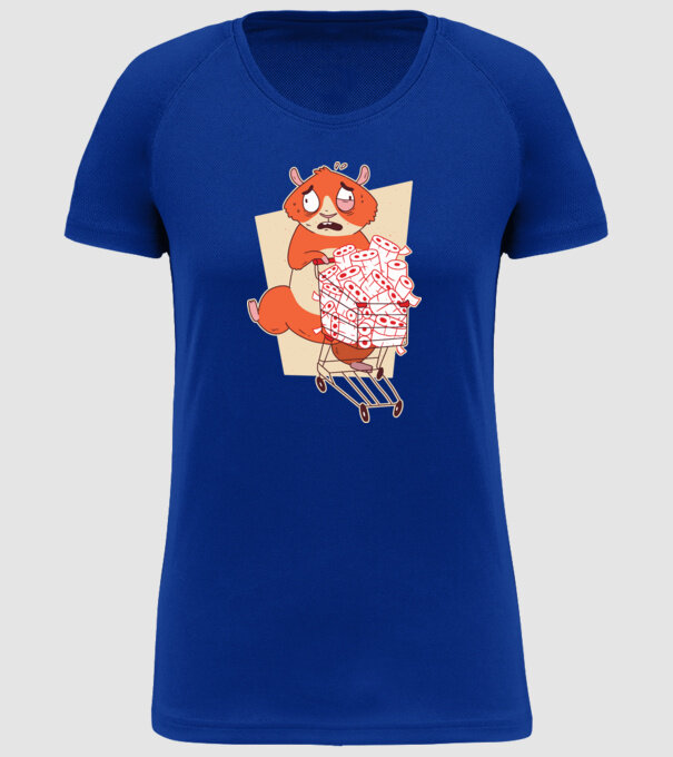 Hamster Panică cumpărături model albastru regal pe tricou