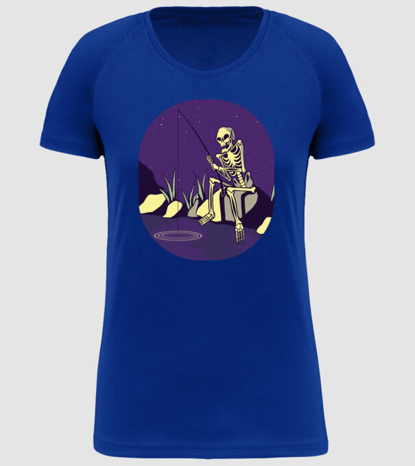 Schelet pescar model albastru regal pe tricou