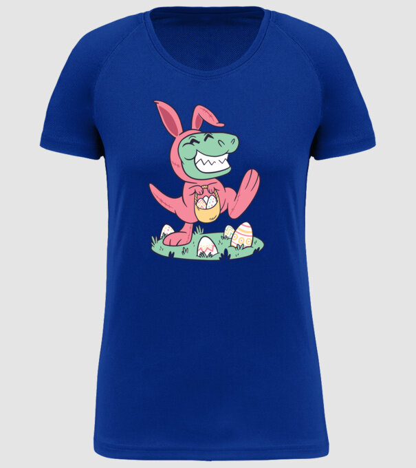 T-rex de Paște model albastru regal pe tricou