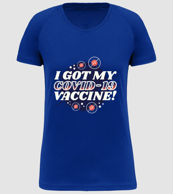I got my Vaccine model albastru regal pe tricou