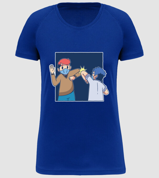Cum să dai mâna Coronavirus model albastru regal pe tricou