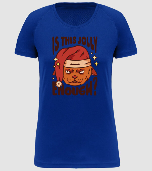 Is this Jolly enough tricou de Crăciun model albastru regal pe tricou
