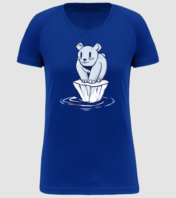 Urs polar pe gheața care se topește model albastru regal pe tricou