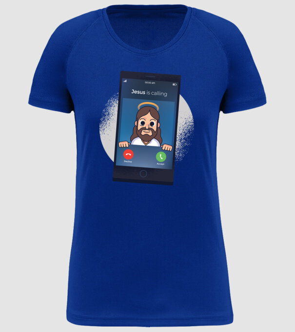 Isus te sună tricou amuzant model albastru regal pe tricou
