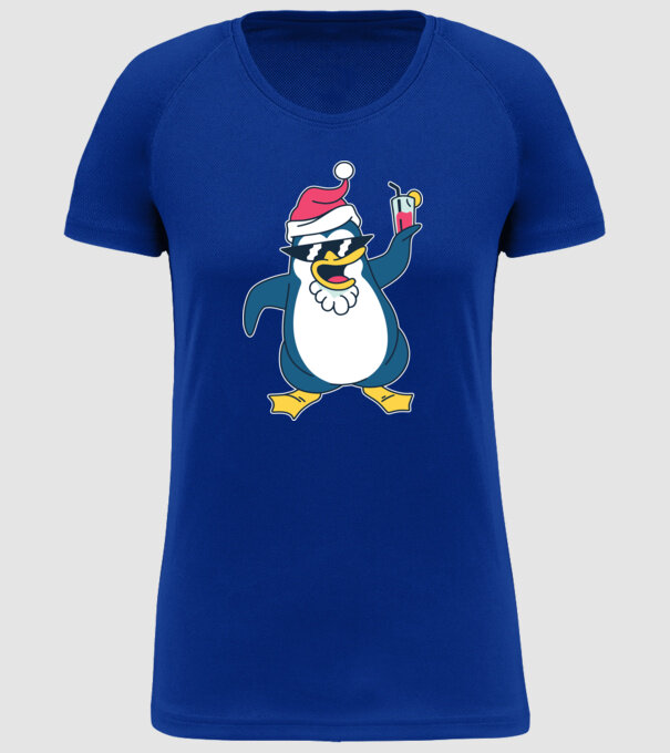 Pinguin de Crăciun model albastru regal pe tricou