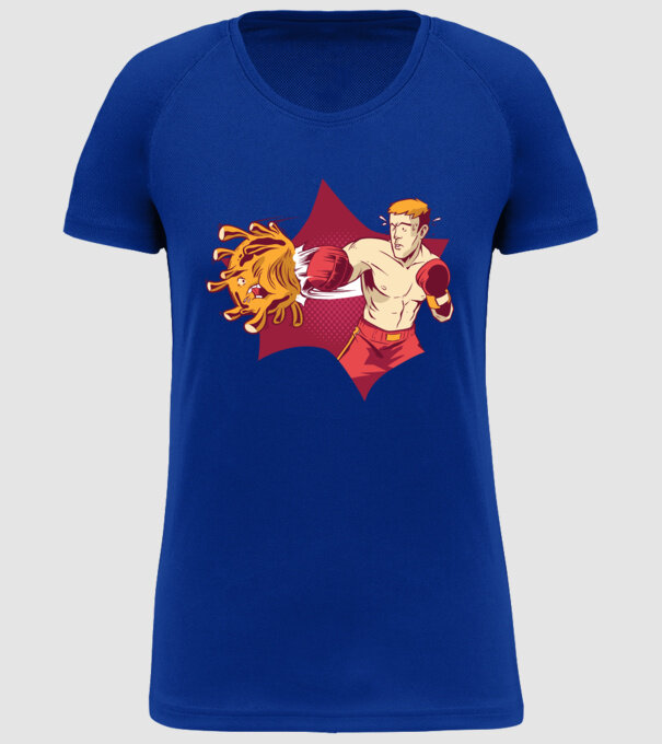 Coronavirus KO - Box model albastru regal pe tricou