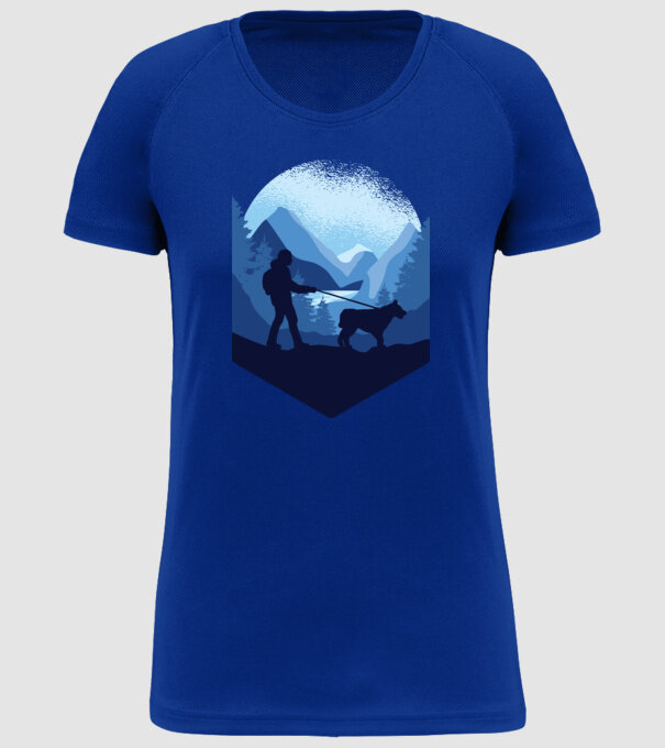 Excursie cu Câine model albastru regal pe tricou