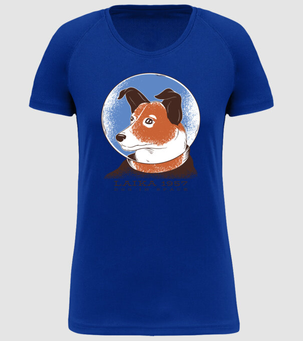 Laika 1957 - Câine în spațiu model albastru regal pe tricou
