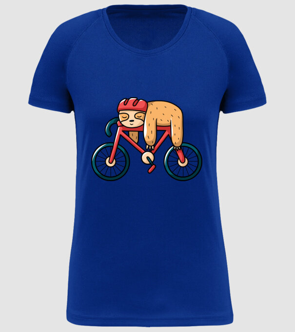Leneș pe bicicletă model albastru regal pe tricou