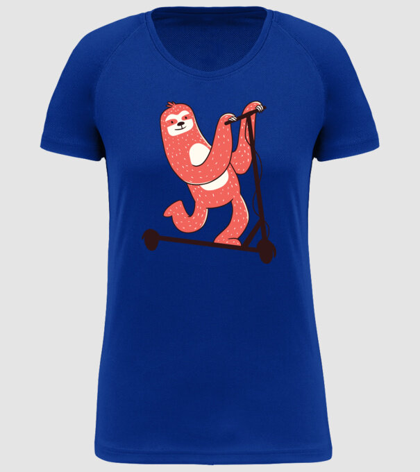 Leneș pe trotinetă model albastru regal pe tricou