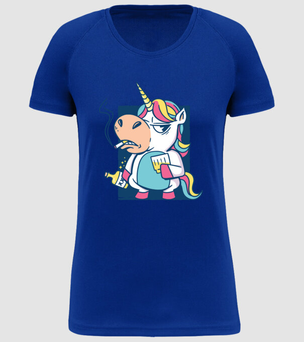 Unicorn rebel model albastru regal pe tricou