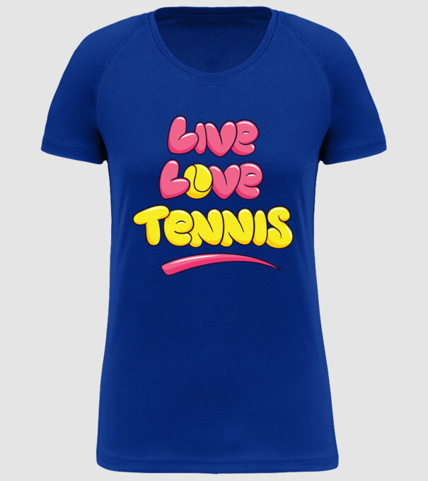 Live Love Tennis model albastru regal pe tricou
