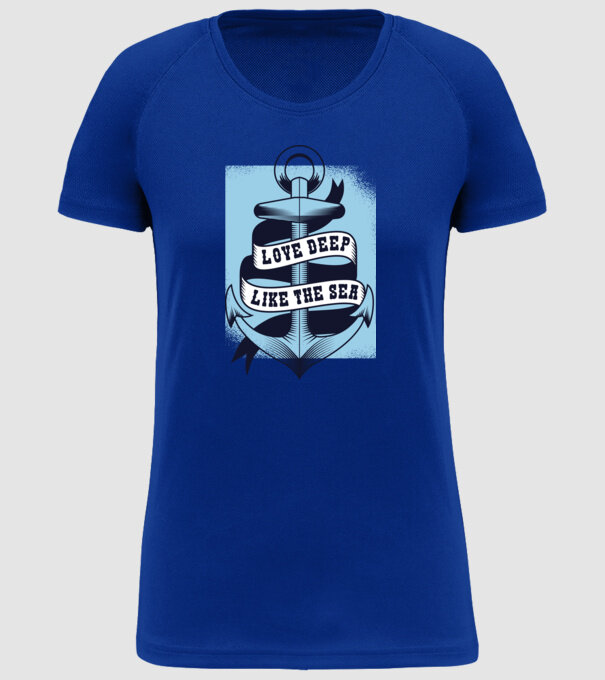 'Love deep like the sea ancoră dragoste Valentine''s Day' model albastru regal pe tricou